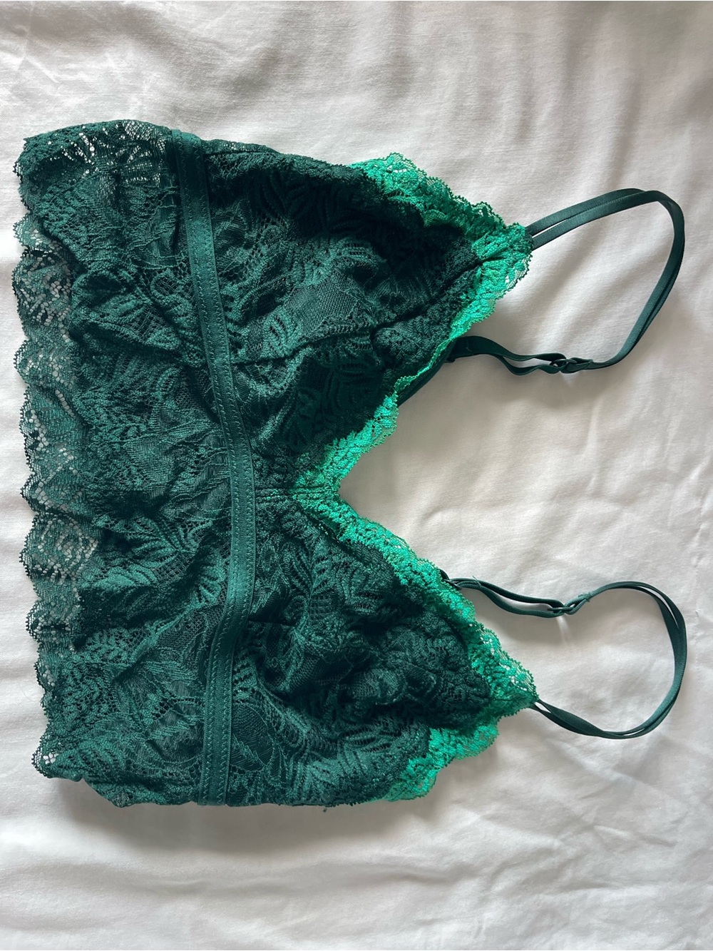 Auden Lace Bralette in Green with Teal Trim